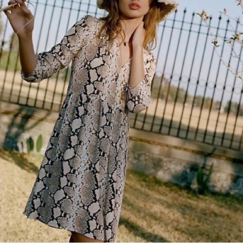 Anthropologie Maeve Juno Snakeskin Print Dress